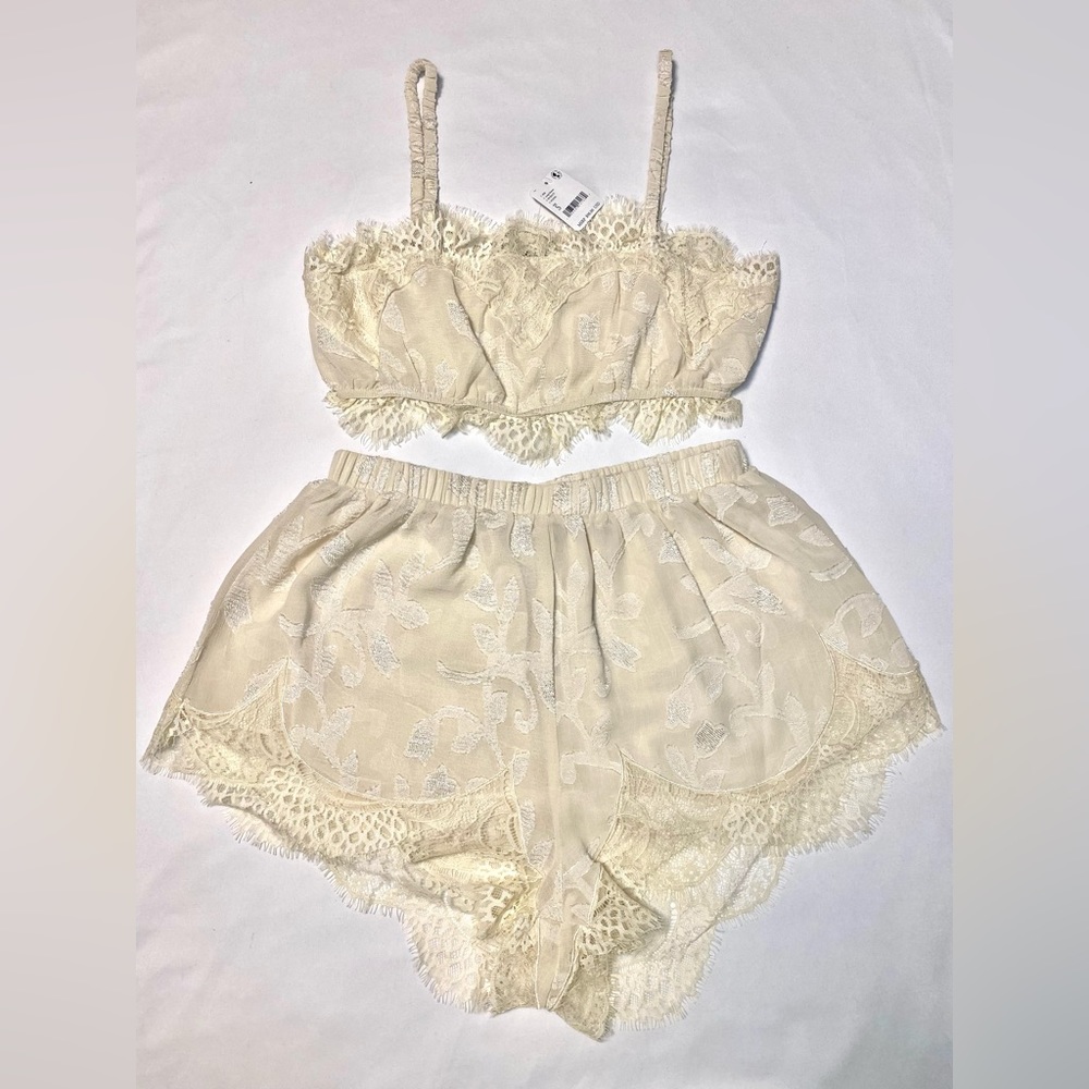 NWT Cream Free People Matching Short/Tank Set
